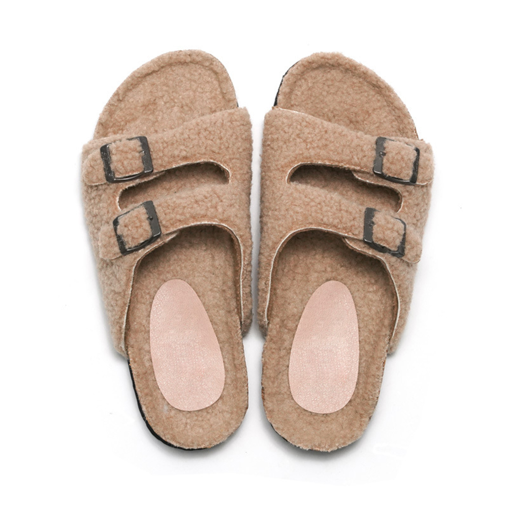 Faux Pelz Hausschuhe Neue Herbst Und Winter Kork Hausschuhe Frauen Lamm Obermaterial Warme Oberbekleidung Strand Schuhe