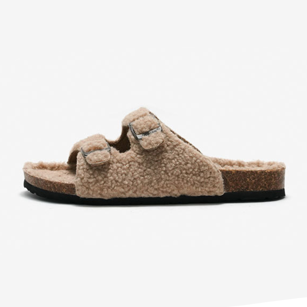 Faux Pelz Hausschuhe Neue Herbst Und Winter Kork Hausschuhe Frauen Lamm Obermaterial Warme Oberbekleidung Strand Schuhe